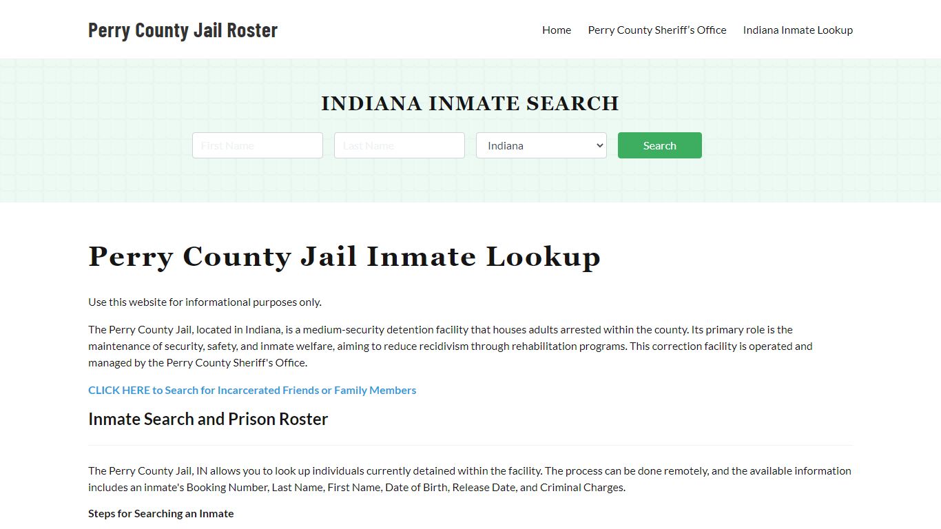 Perry County Jail Roster Lookup, IN, Inmate Search