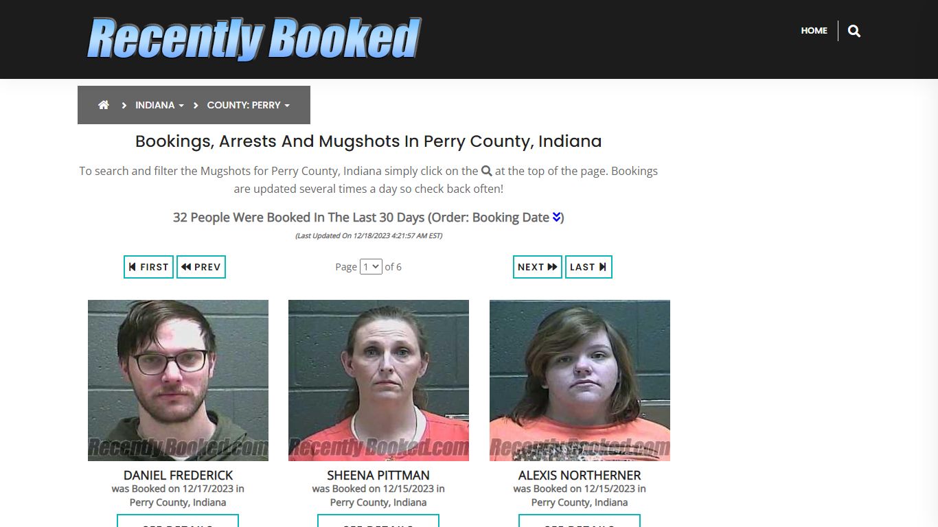 Recent bookings, Arrests, Mugshots in Perry County, Indiana